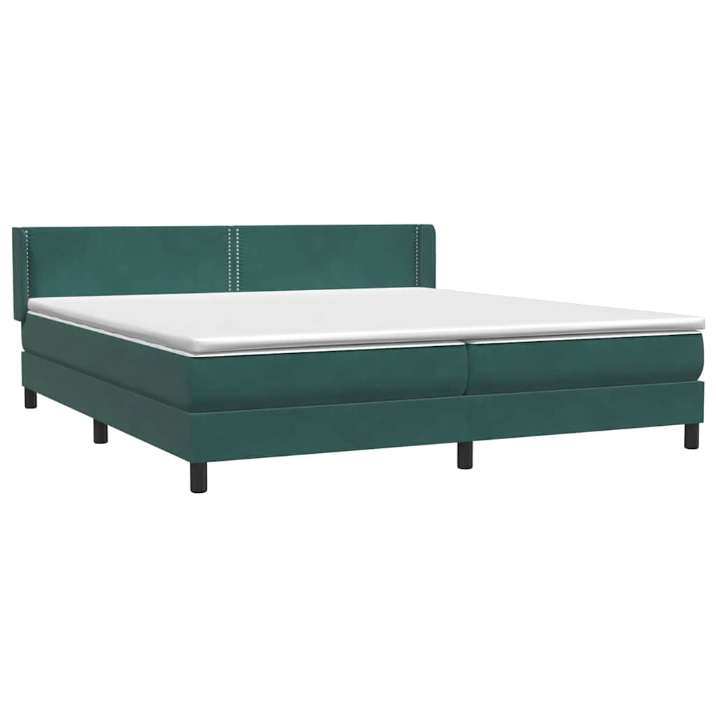 Box Spring Κρεβάτι με στρώμα Σκούρο πράσινο 200x220cm Βελούδινο - Pakobazaar