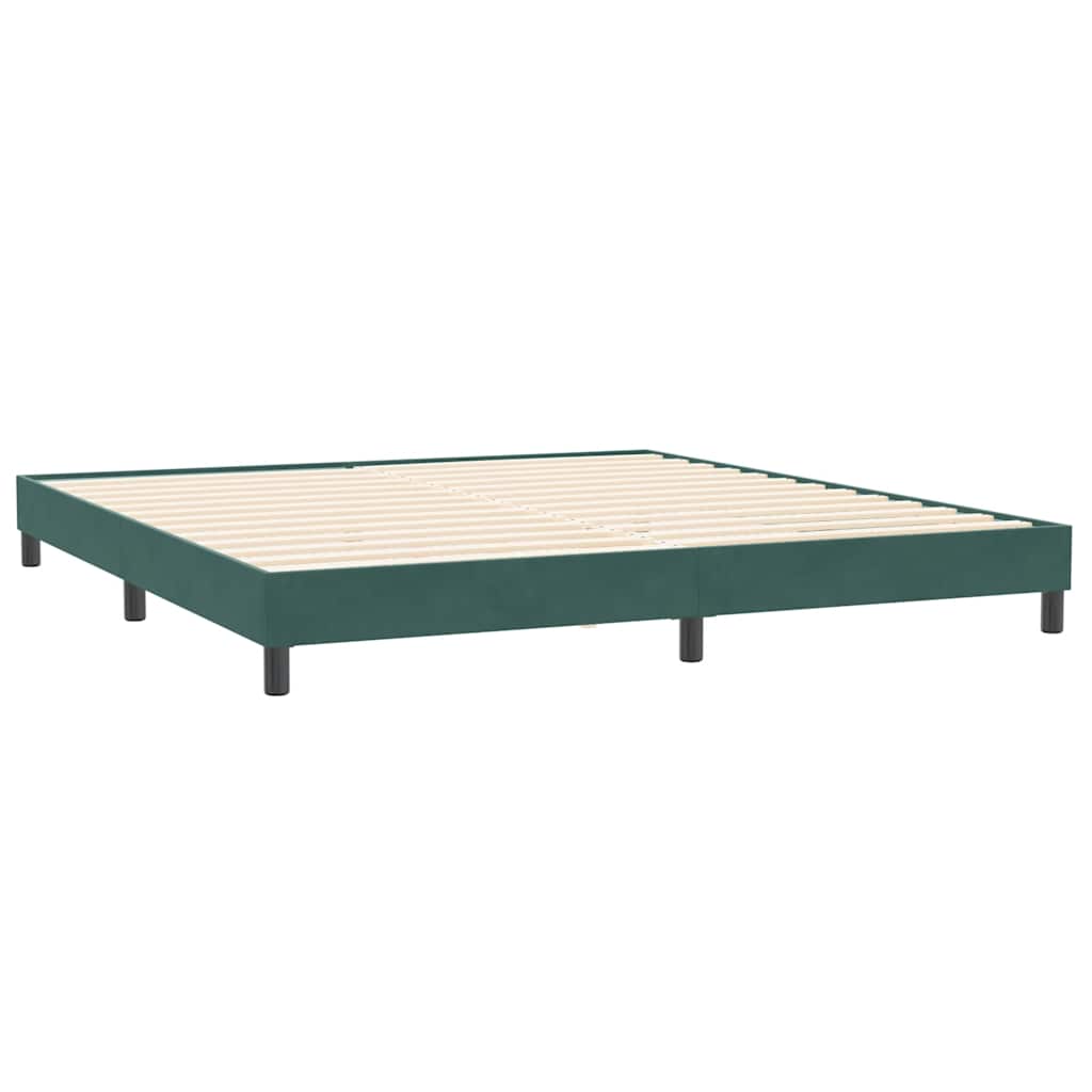 Box Spring Κρεβάτι με στρώμα Σκούρο πράσινο 200x220cm Βελούδινο - Pakobazaar