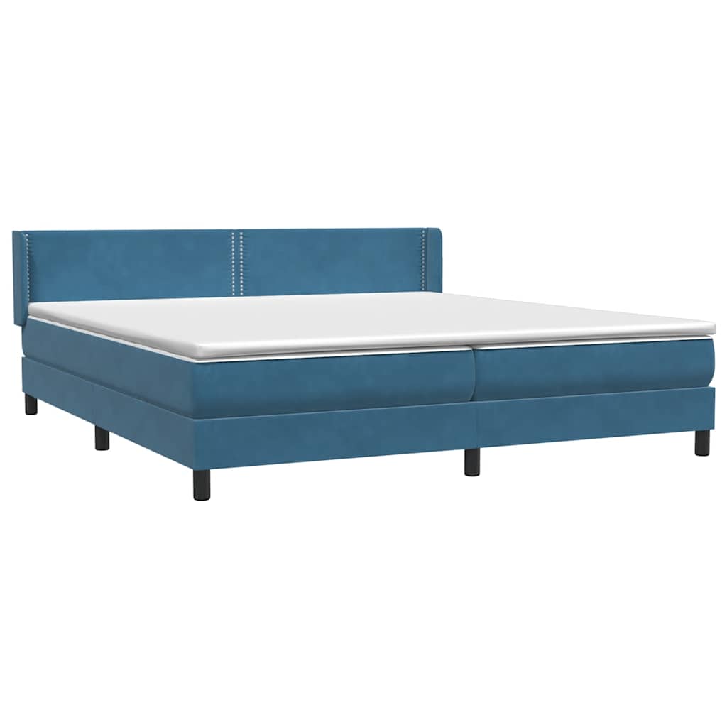 Box Spring κρεβάτι με στρώμα σκούρο μπλε 200x220 cm Βελούδινο - Pakobazaar