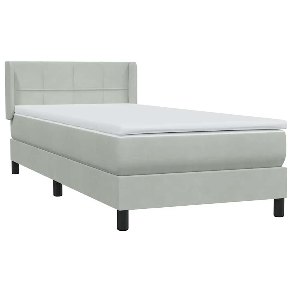 Κρεβάτι Boxspring με Στρώμα Ανοιχτό Γκρι 80x210 εκ. Βελούδινο