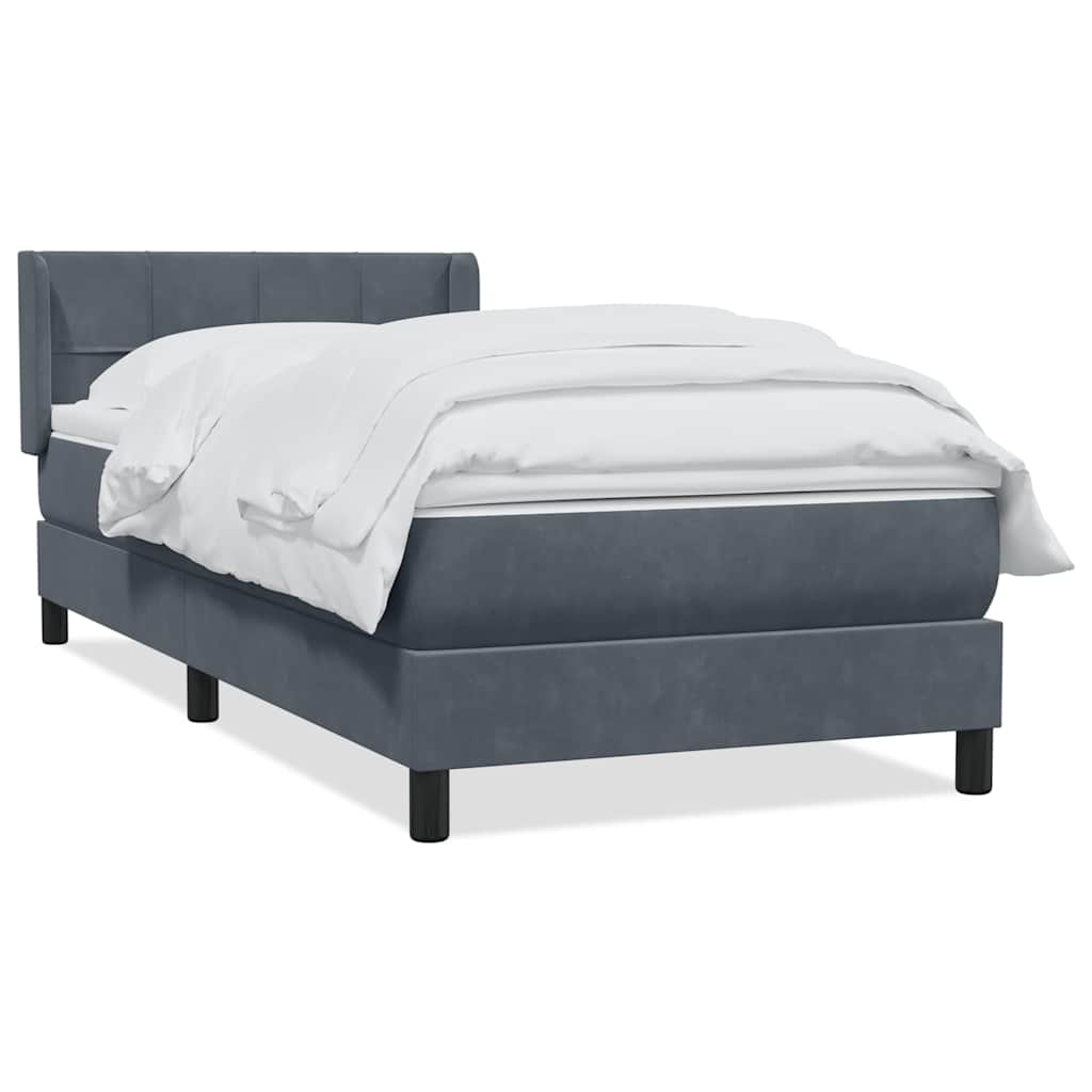 Box Spring Κρεβάτι με στρώμα Σκούρο γκρι 80x210 εκ. Βελούδινο