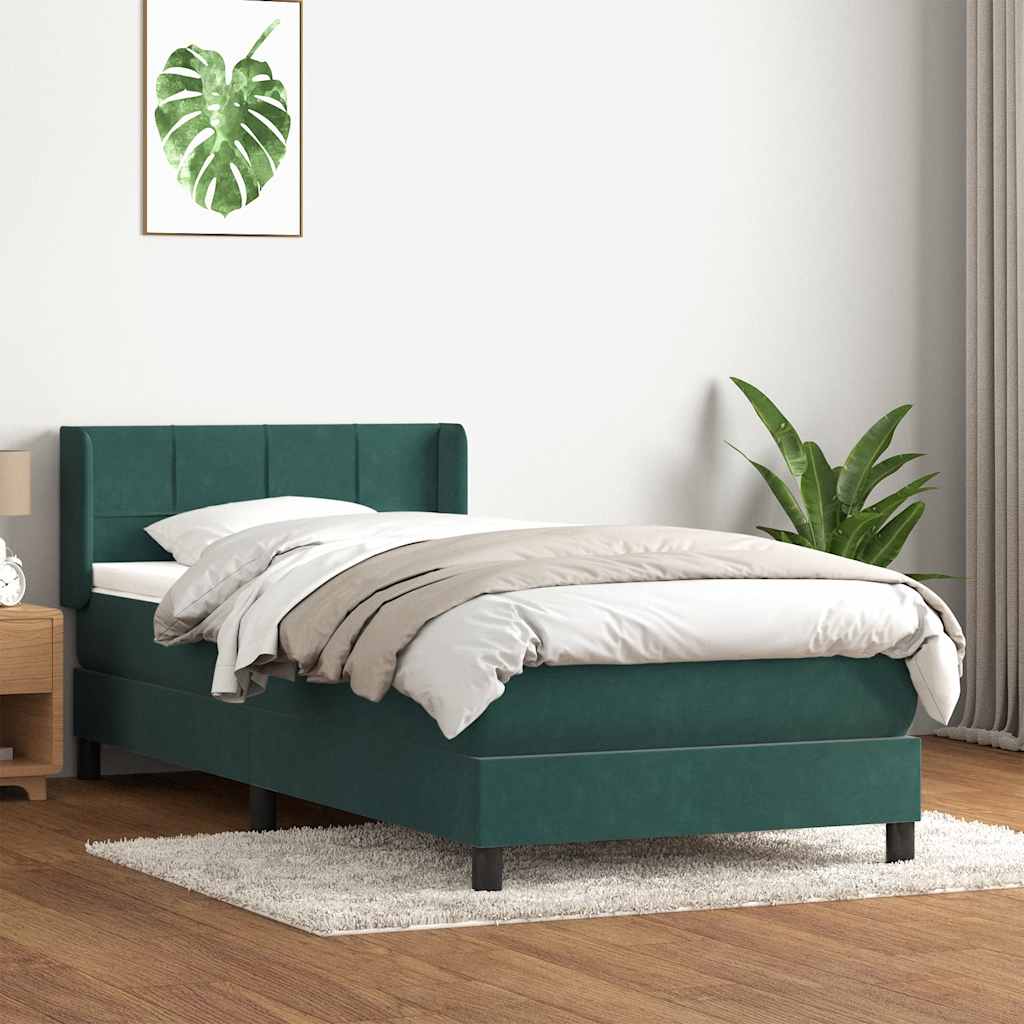 Box Spring Κρεβάτι με στρώμα Σκούρο πράσινο 80x210 cm Velvet - Pakobazaar