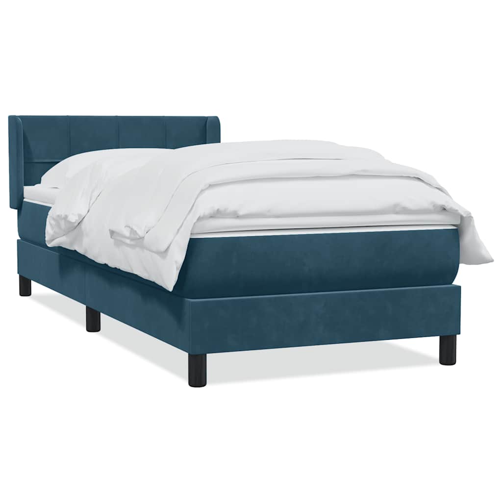 Box Spring κρεβάτι με στρώμα σκούρο μπλε 80x210 εκ. Βελούδινο - Pakobazaar