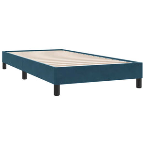 Box Spring κρεβάτι με στρώμα σκούρο μπλε 90x210 εκ. Βελούδινο - Pakobazaar