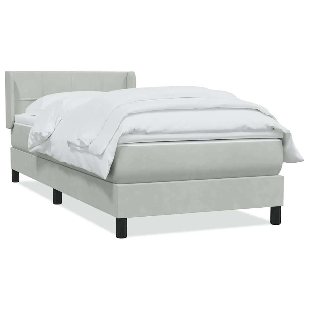 Κρεβάτι Boxspring με Στρώμα Ανοιχτό Γκρι 100x210 εκ. Βελούδινο - Pakobazaar