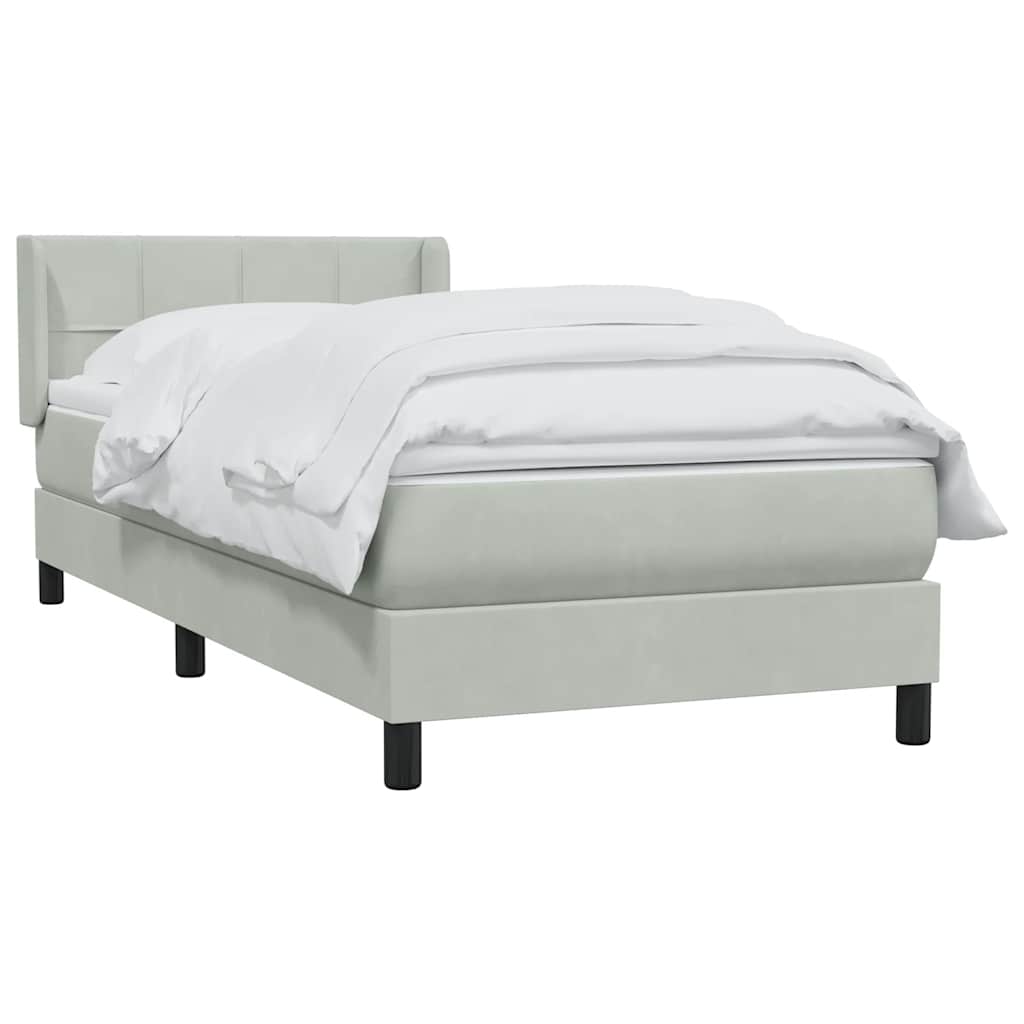 Κρεβάτι Boxspring με Στρώμα Ανοιχτό Γκρι 100x210 εκ. Βελούδινο - Pakobazaar