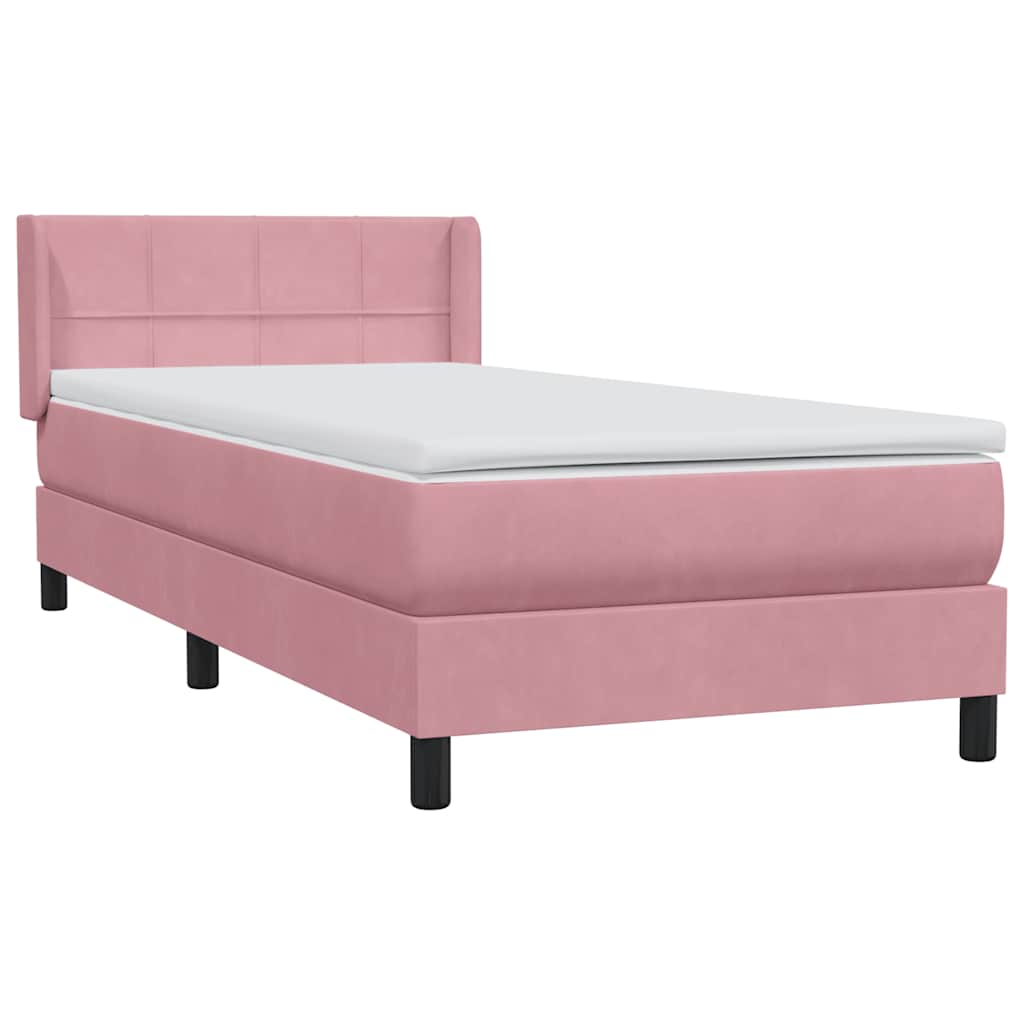 Κρεβάτι Boxspring με Στρώμα Ροζ 100x210 εκ. Βελούδινο - Pakobazaar
