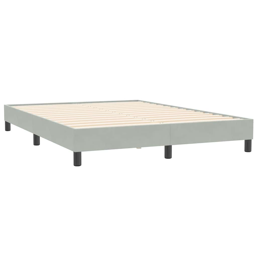 Κρεβάτι Boxspring με Στρώμα Ανοιχτό Γκρι 140x210 εκ. Βελούδινο
