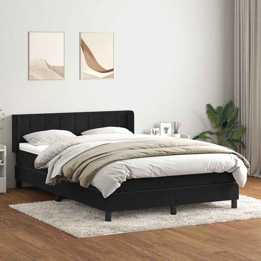 Κρεβάτι Boxspring με Στρώμα Μαύρο 1140x210 εκ. Βελούδινο - Pakobazaar