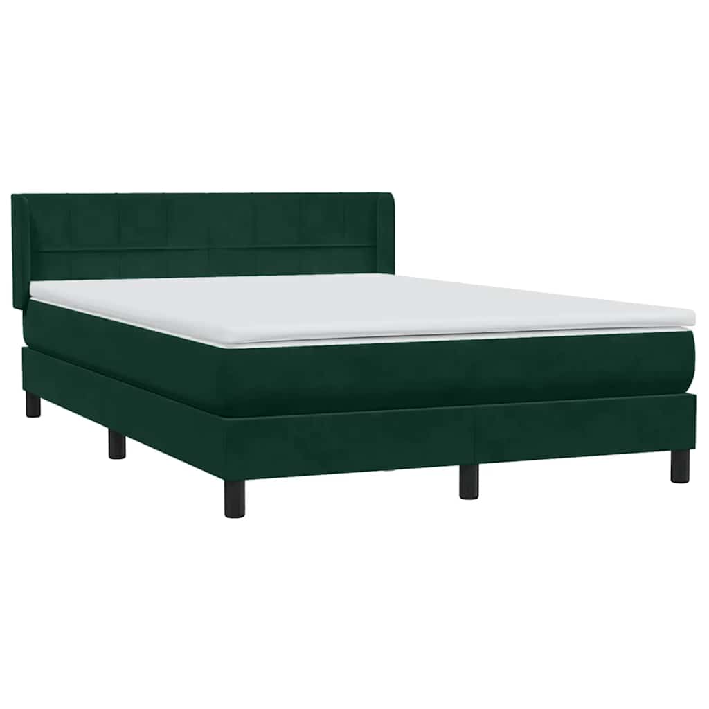 Κρεβάτι Boxspring με Στρώμα Σκούρο Πράσινο 140x210εκ. Βελούδινο