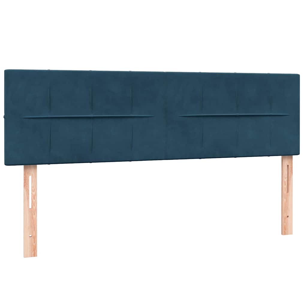 Κρεβάτι Boxspring με Στρώμα Σκούρο Μπλε 140x210 εκ. Βελούδινο