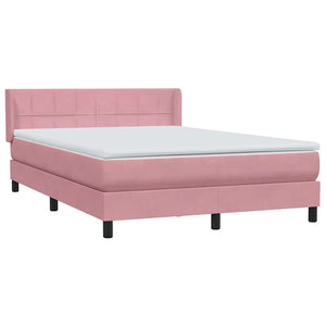 Κρεβάτι Boxspring με Στρώμα Ροζ 140x210 εκ. Βελούδινο