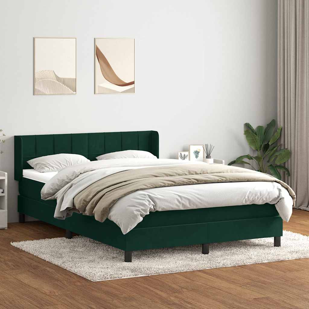 Κρεβάτι Boxspring με Στρώμα Σκούρο Πράσινο 160x210εκ. Βελούδινο - Pakobazaar