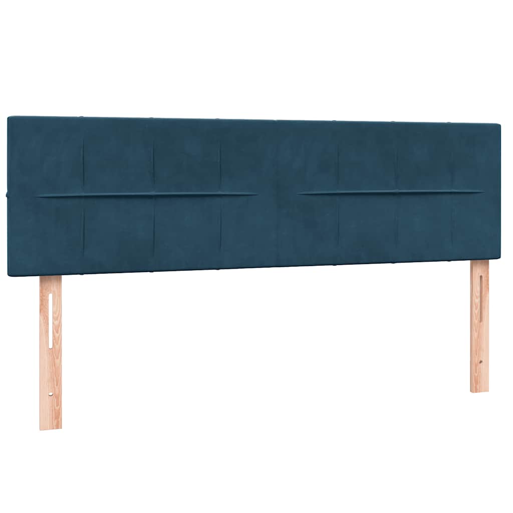 Κρεβάτι Boxspring με Στρώμα Σκούρο Μπλε 160x210 εκ. Βελούδινο - Pakobazaar