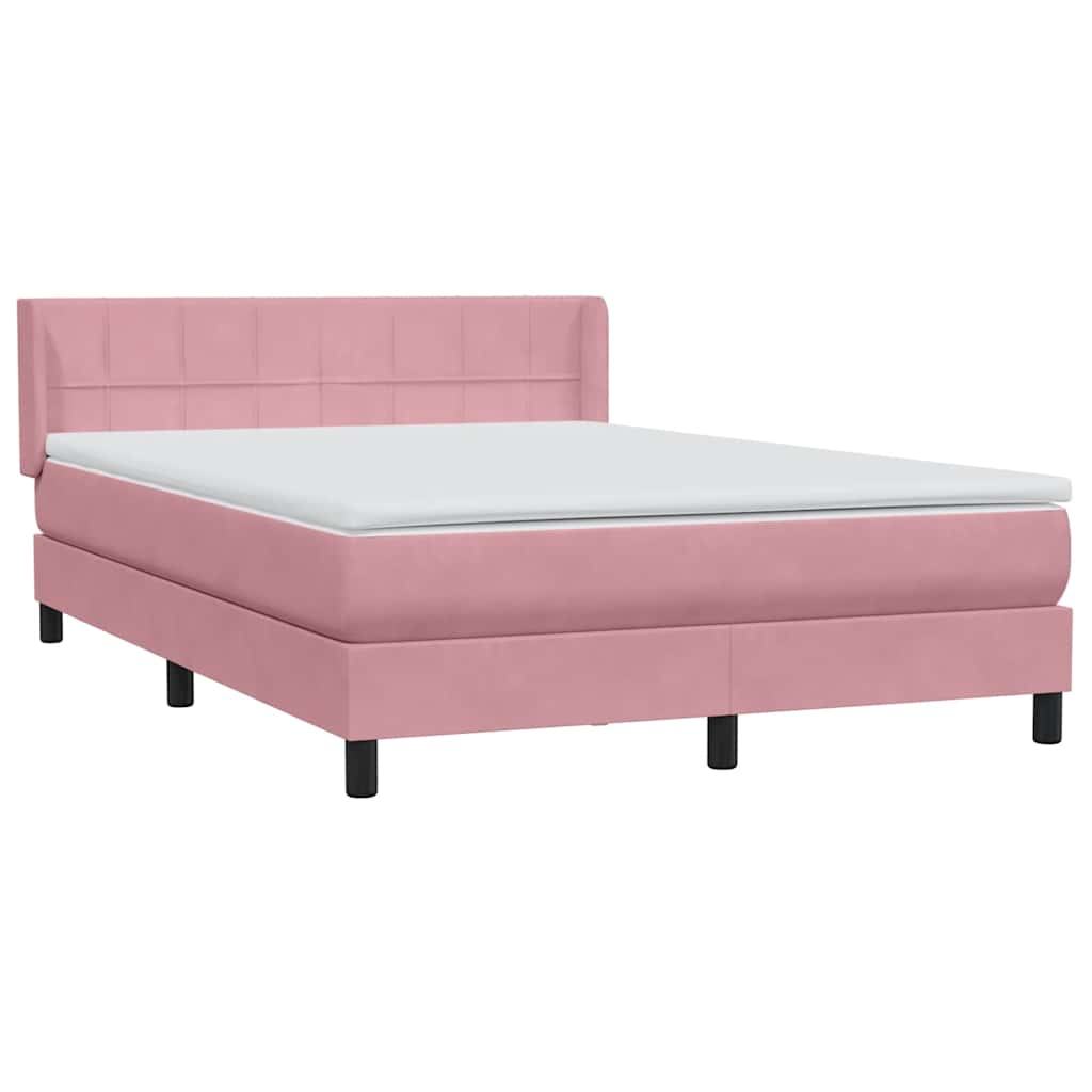 Κρεβάτι Boxspring με Στρώμα Ροζ 160x210 εκ. Βελούδινο