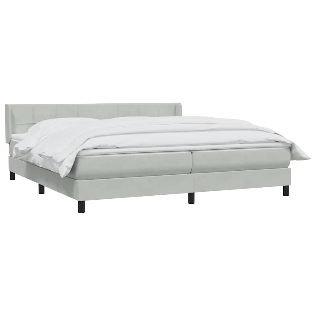 Κρεβάτι Boxspring με Στρώμα Ανοιχτό Γκρι 180x210 εκ. Βελούδινο - Pakobazaar