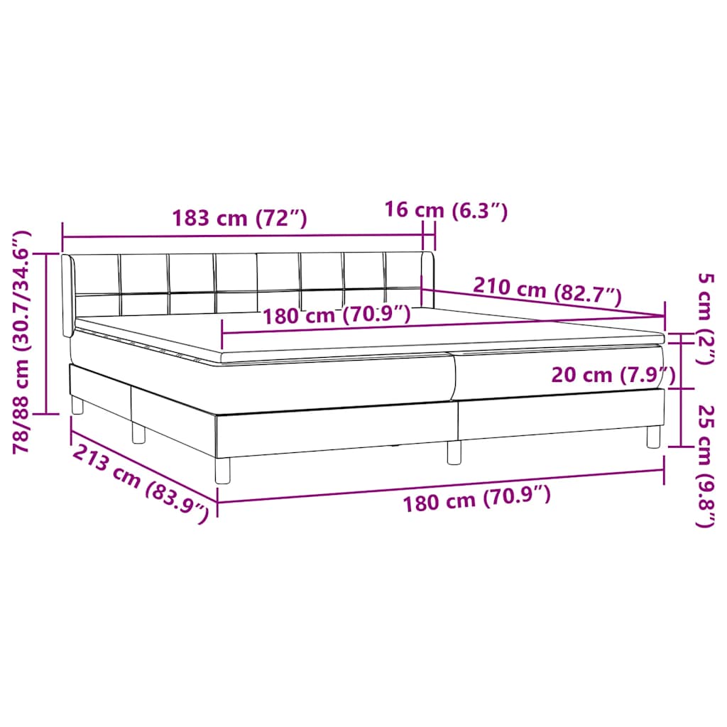 Κρεβάτι Boxspring με Στρώμα Ανοιχτό Γκρι 180x210 εκ. Βελούδινο - Pakobazaar
