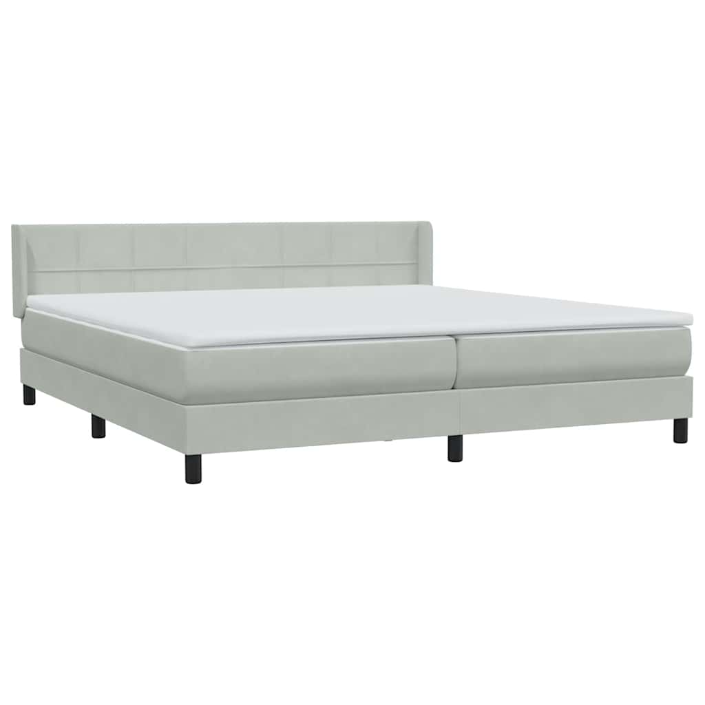 Κρεβάτι Boxspring με Στρώμα Ανοιχτό Γκρι 180x210 εκ. Βελούδινο - Pakobazaar