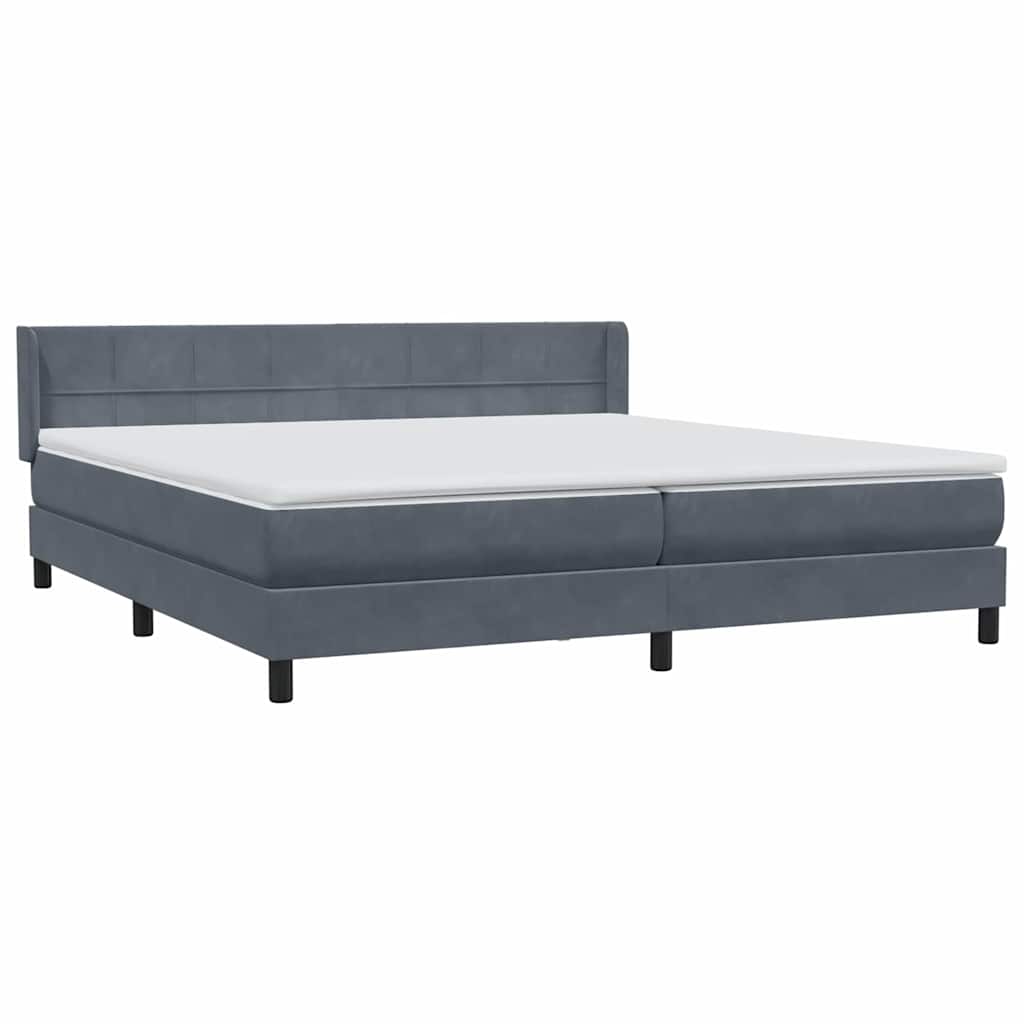 Κρεβάτι Boxspring με Στρώμα Σκούρο Γκρι 180x210 εκ. Βελούδινο