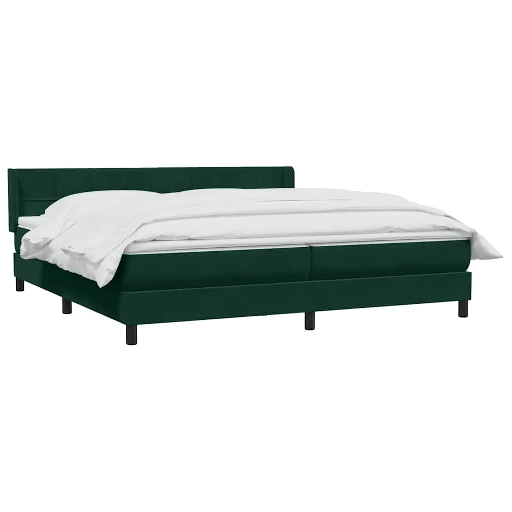 Κρεβάτι Boxspring με Στρώμα Σκούρο Πράσινο 180x210εκ. Βελούδινο