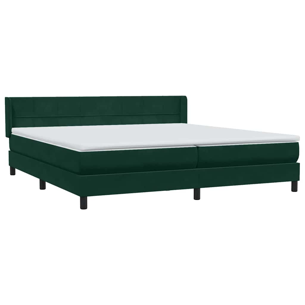 Κρεβάτι Boxspring με Στρώμα Σκούρο Πράσινο 180x210εκ. Βελούδινο