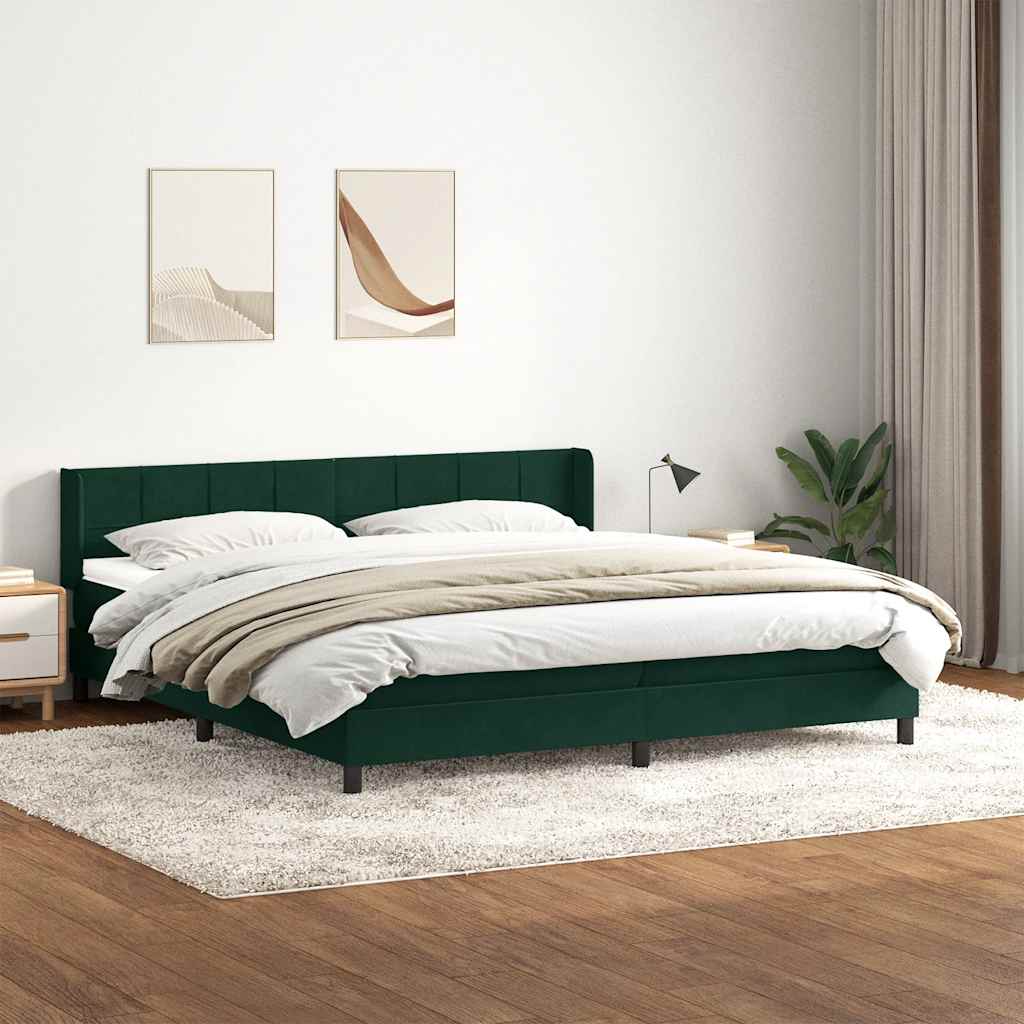 Κρεβάτι Boxspring με Στρώμα Σκούρο Πράσινο 180x210εκ. Βελούδινο
