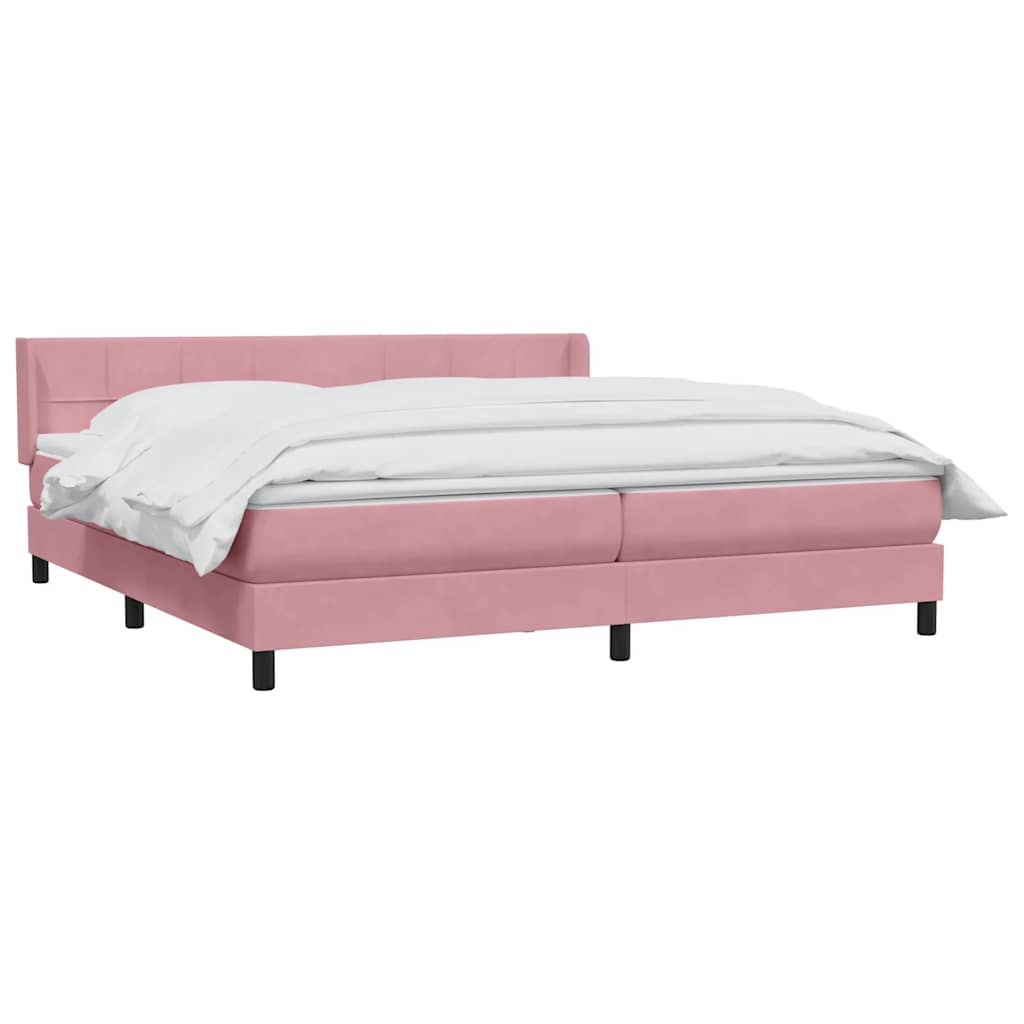 Κρεβάτι Boxspring με Στρώμα Ροζ 180x210 εκ. Βελούδινο