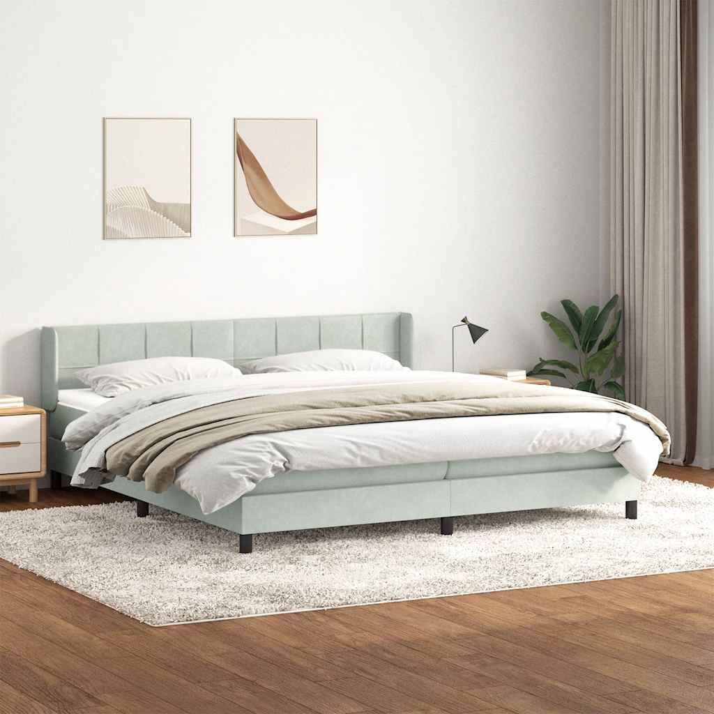 Box Spring κρεβάτι με στρώμα ανοιχτό γκρι 200x210 cm Βελούδινο - Pakobazaar