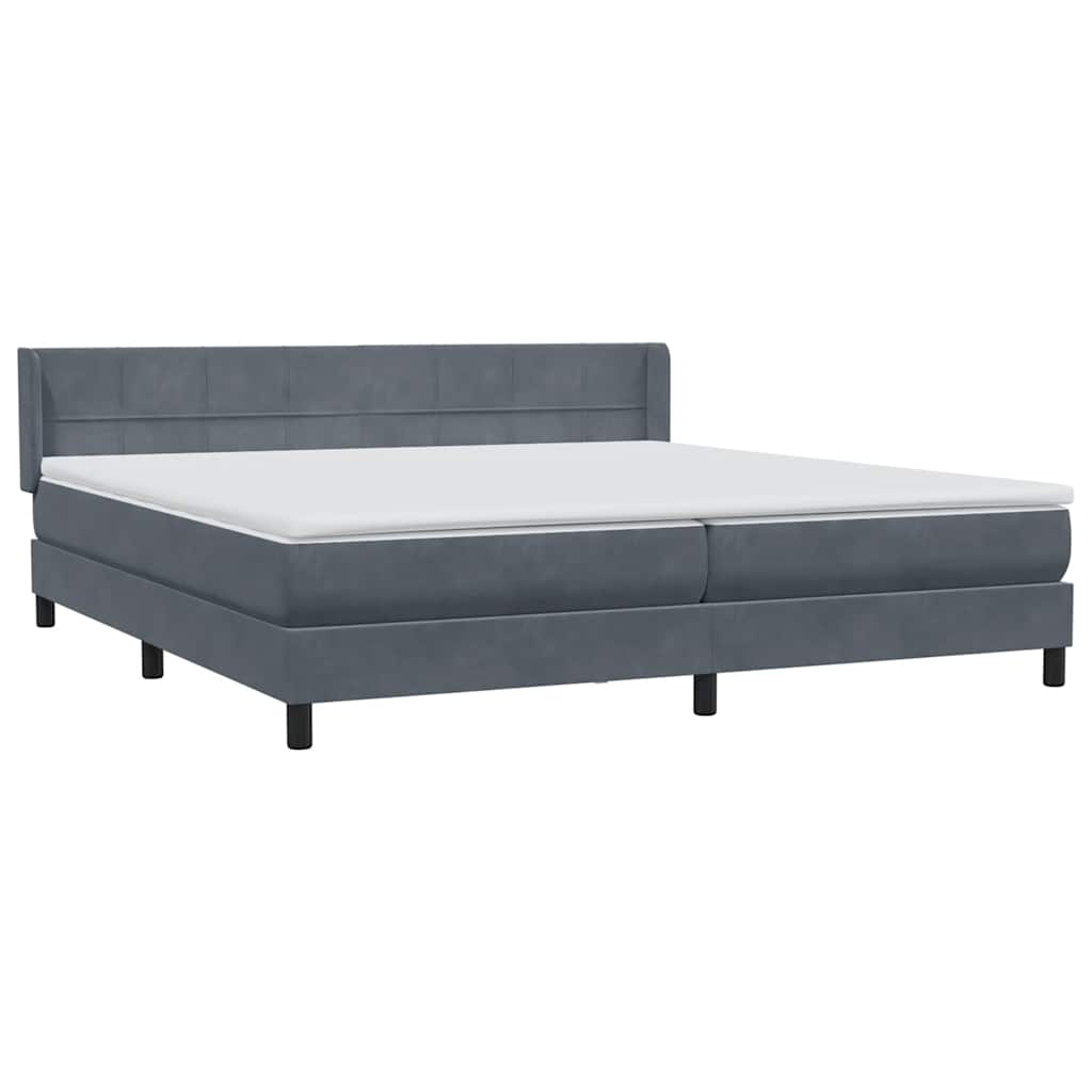 Κρεβάτι Boxspring με Στρώμα Σκούρο Γκρι 200x210 εκ. Βελούδινο - Pakobazaar