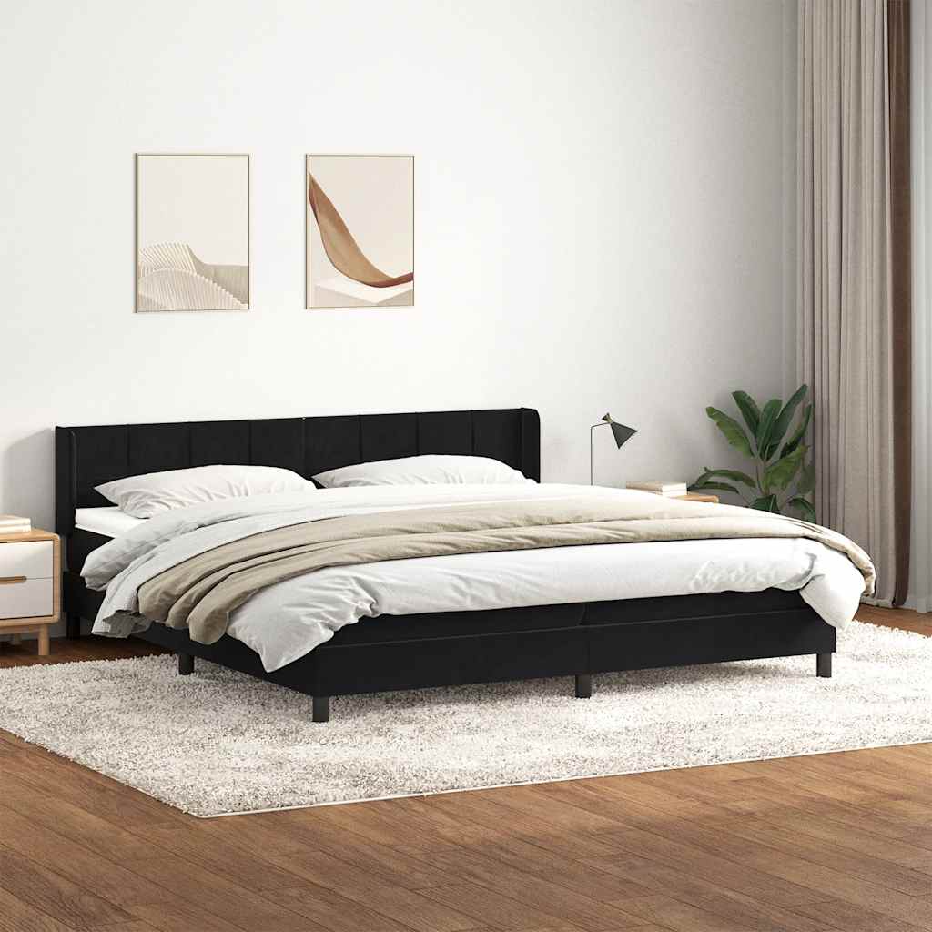 Κρεβάτι Boxspring με Στρώμα Μαύρο 200x210 εκ. Βελούδινο - Pakobazaar