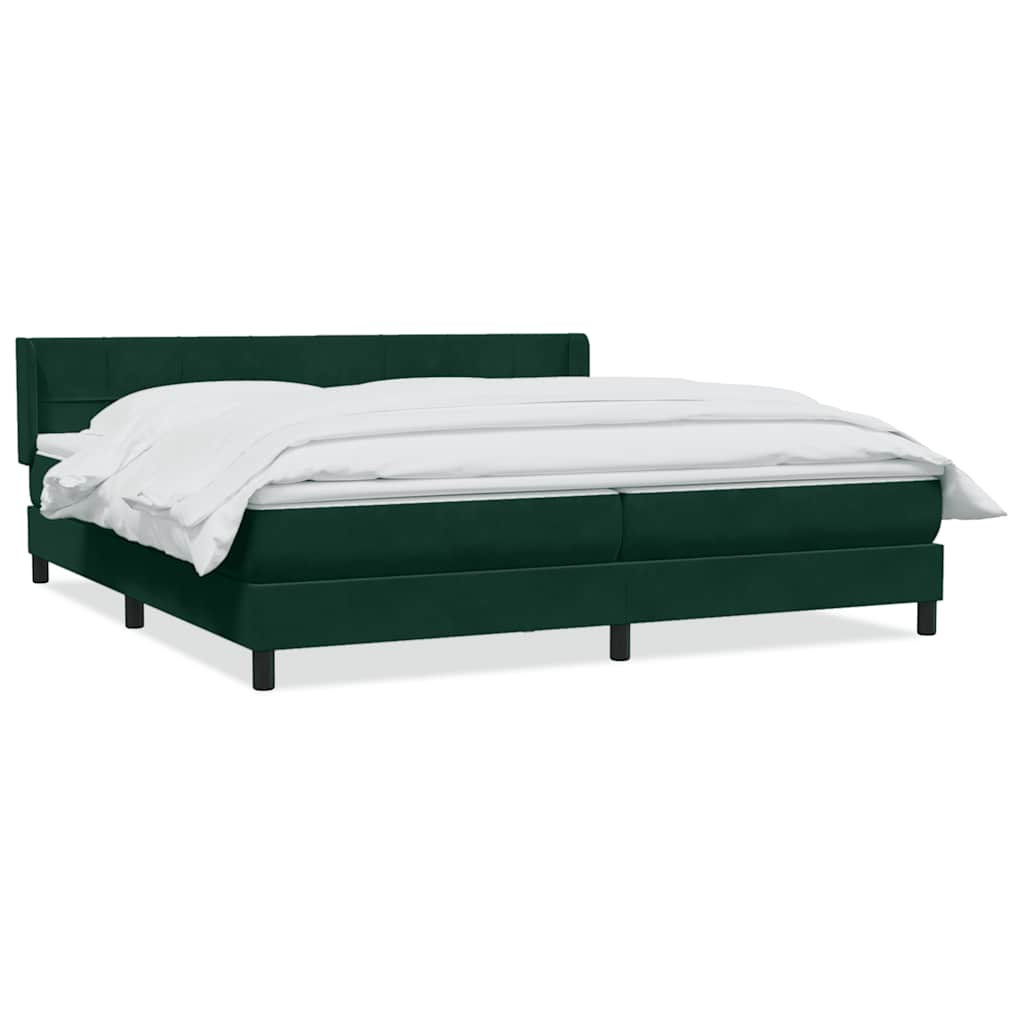 Κρεβάτι Boxspring με Στρώμα Σκούρο Πράσινο 200x210εκ. Βελούδινο