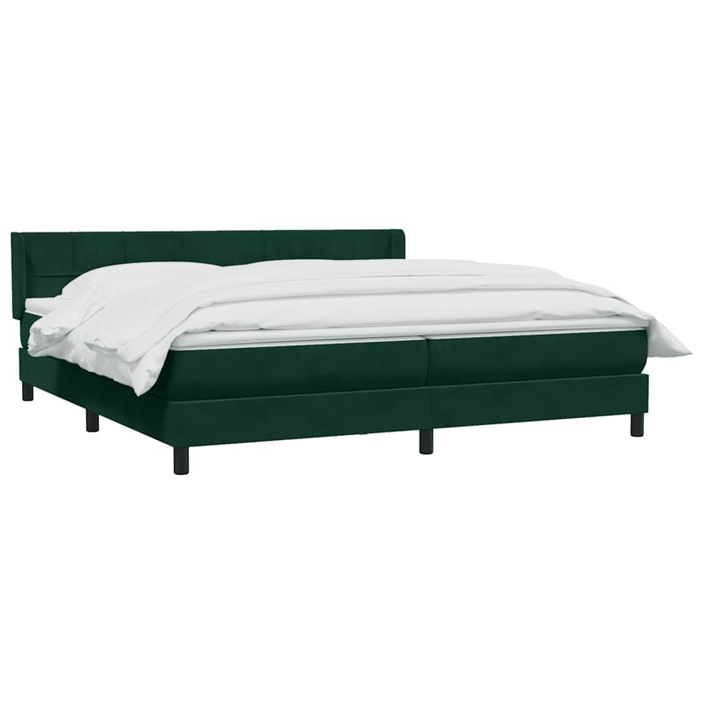 Κρεβάτι Boxspring με Στρώμα Σκούρο Πράσινο 200x210εκ. Βελούδινο