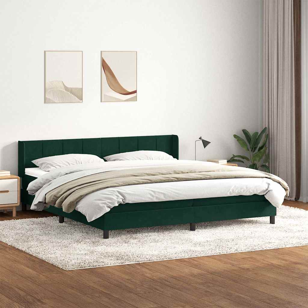 Κρεβάτι Boxspring με Στρώμα Σκούρο Πράσινο 200x210εκ. Βελούδινο