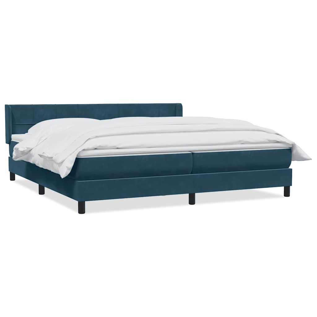 Κρεβάτι Boxspring με Στρώμα Σκούρο Μπλε 200x220 εκ. Βελούδινο - Pakobazaar