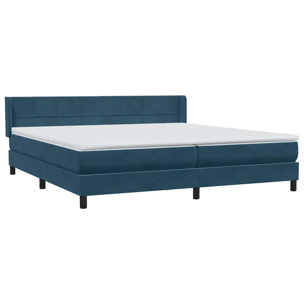 Κρεβάτι Boxspring με Στρώμα Σκούρο Μπλε 200x220 εκ. Βελούδινο - Pakobazaar