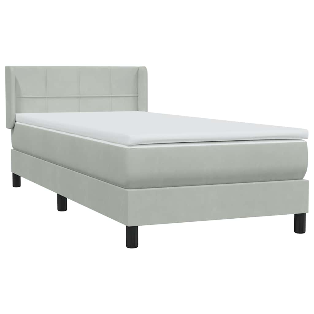 Box Spring κρεβάτι με στρώμα ανοιχτό γκρι 80x220 cm Βελούδινο