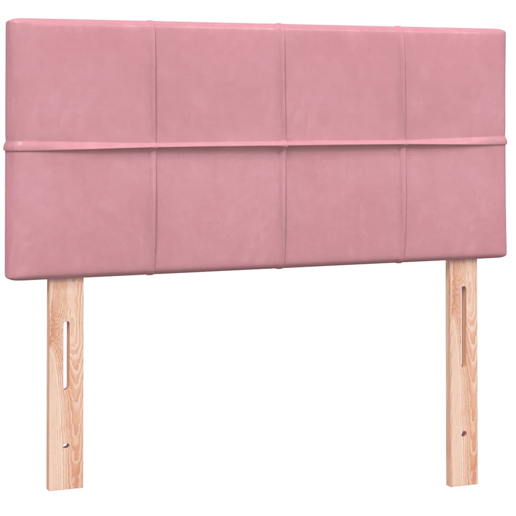 Κρεβάτι Boxspring με Στρώμα Ροζ 80x220 εκ. Βελούδινο
