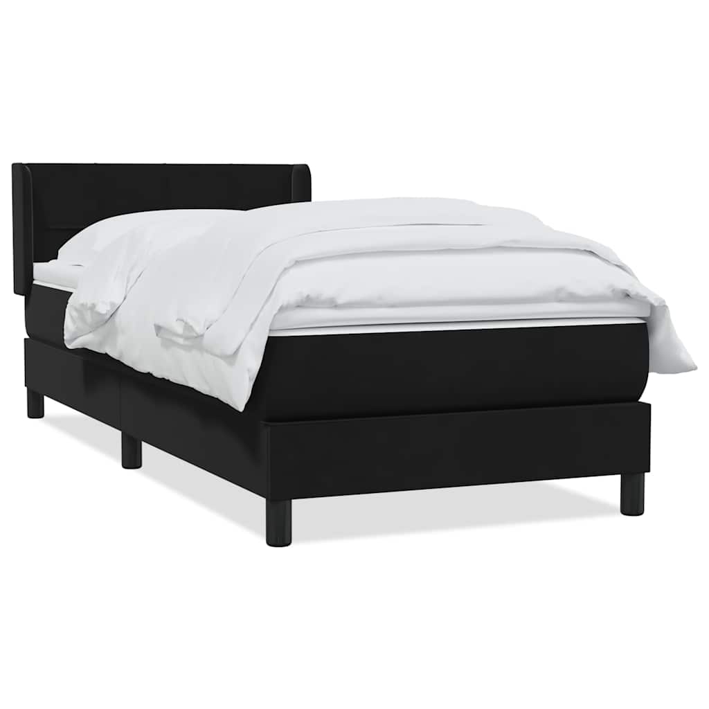 Κρεβάτι Boxspring με Στρώμα Μαύρο 90x220 εκ. Βελούδινο - Pakobazaar