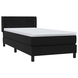 Κρεβάτι Boxspring με Στρώμα Μαύρο 90x220 εκ. Βελούδινο - Pakobazaar