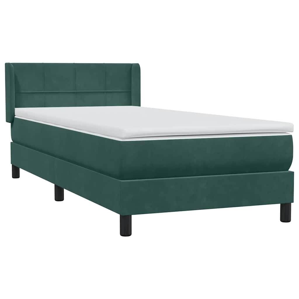 Box Spring κρεβάτι με στρώμα σκούρο πράσινο 90x220 cm Velvet - Pakobazaar