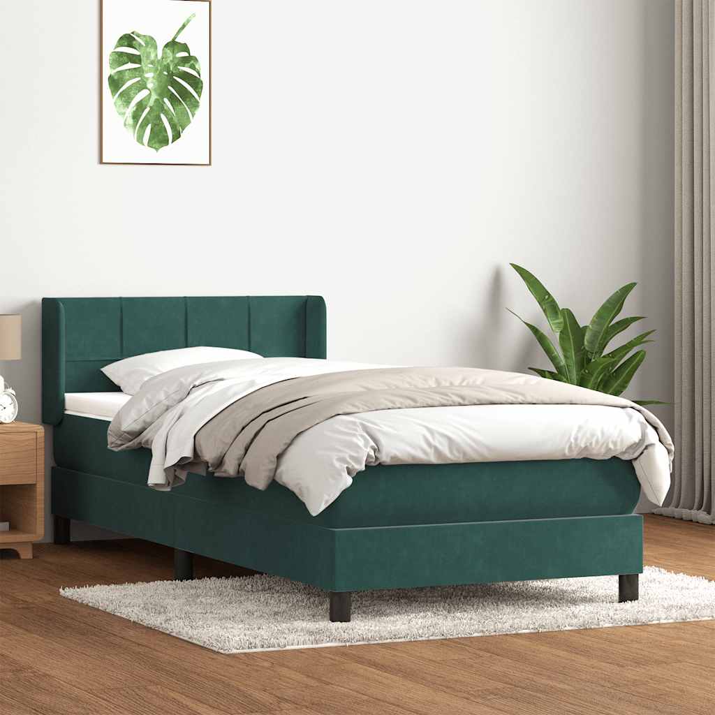 Box Spring κρεβάτι με στρώμα σκούρο πράσινο 90x220 cm Velvet - Pakobazaar
