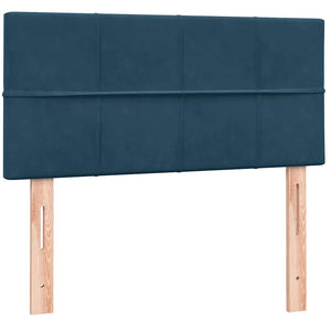 Κρεβάτι Boxspring με Στρώμα Σκούρο Μπλε 90x220 εκ. Βελούδινο - Pakobazaar