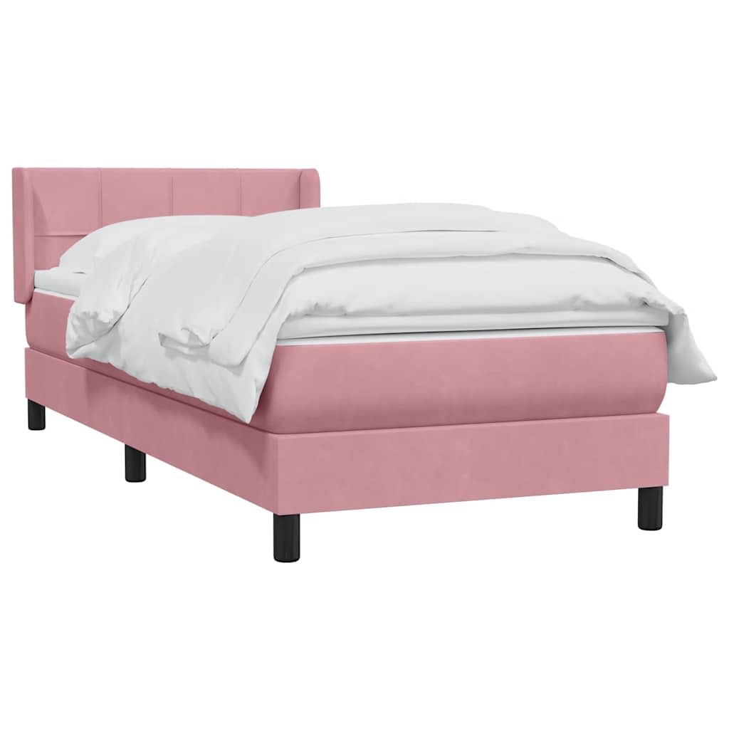 Κρεβάτι Boxspring με Στρώμα Ροζ 90x220 εκ. Βελούδινο