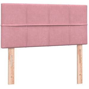 Κρεβάτι Boxspring με Στρώμα Ροζ 90x220 εκ. Βελούδινο - Pakobazaar