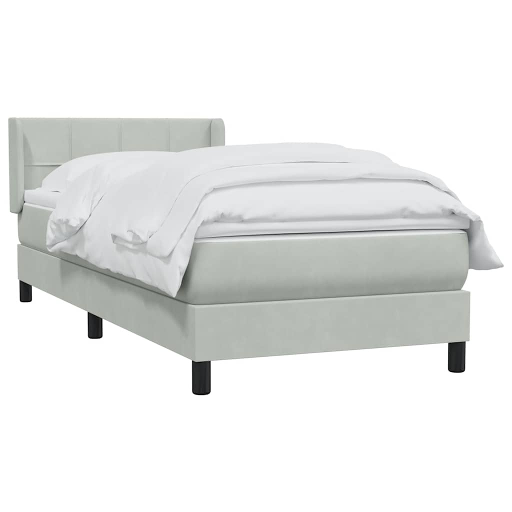 Box Spring κρεβάτι με στρώμα ανοιχτό γκρι 100x220 εκ. Βελούδινο - Pakobazaar