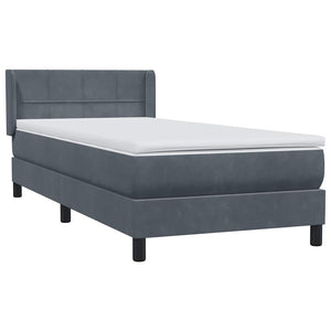 Box Spring Κρεβάτι με στρώμα Σκούρο γκρι 100x220 εκ. Βελούδινο - Pakobazaar