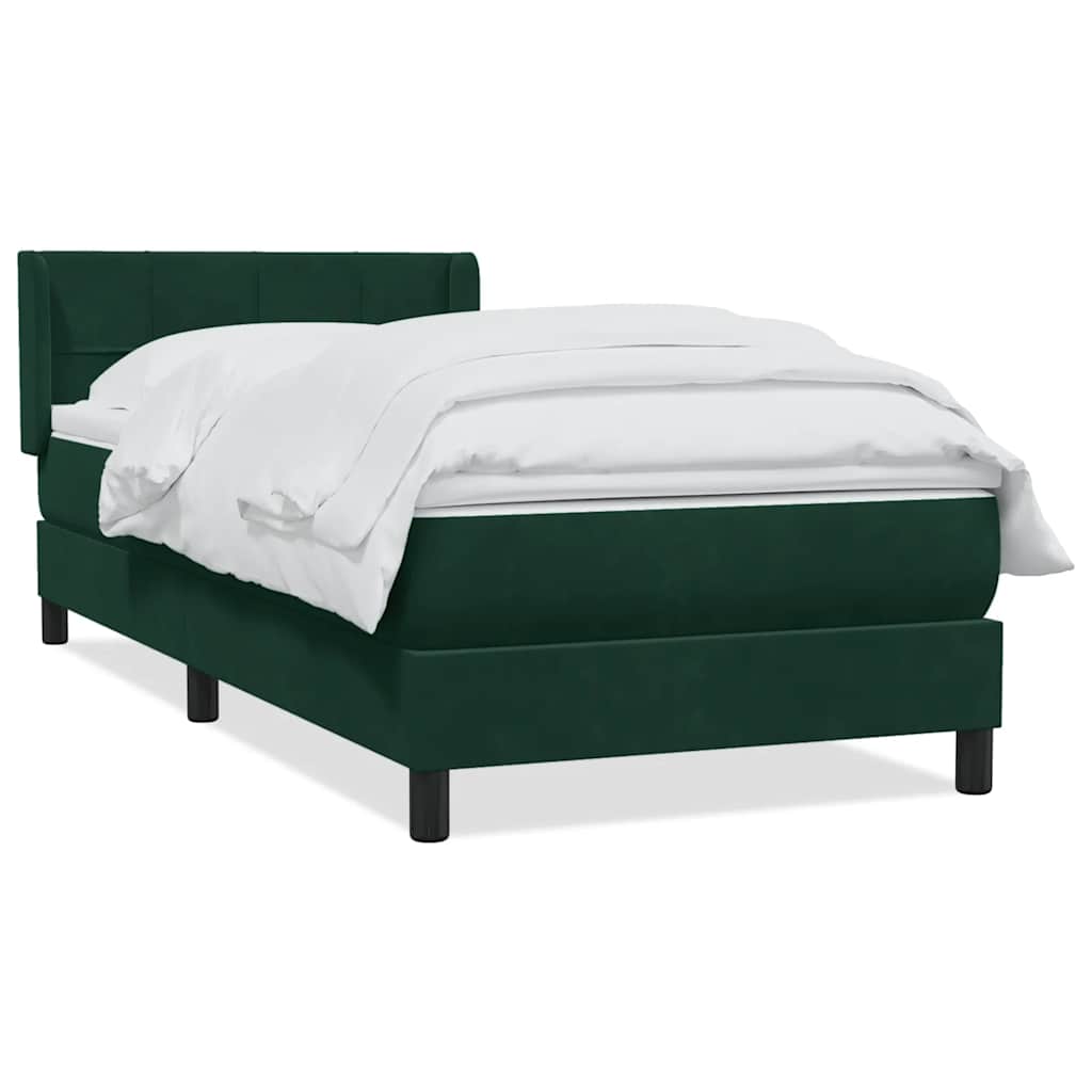 Box Spring κρεβάτι με στρώμα σκούρο πράσινο 100x220cm Βελούδινο - Pakobazaar