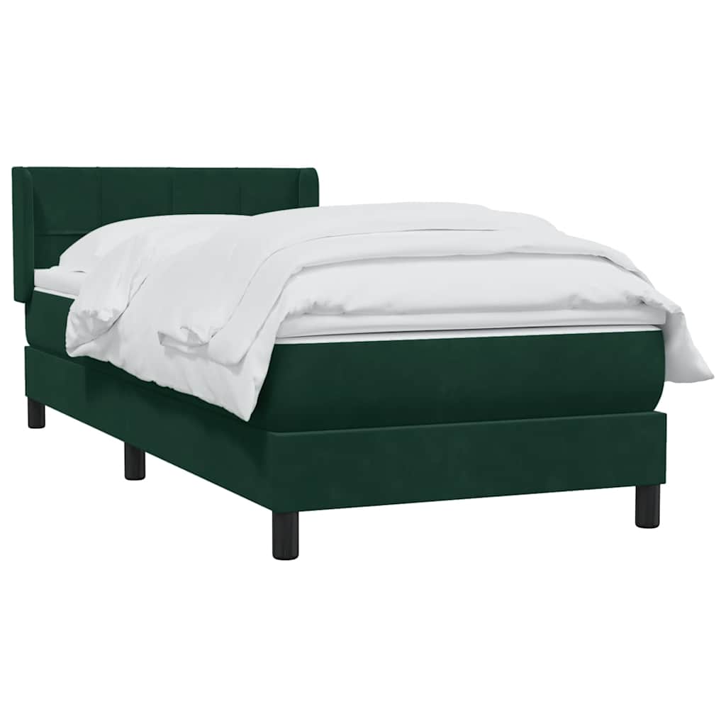 Box Spring κρεβάτι με στρώμα σκούρο πράσινο 100x220cm Βελούδινο - Pakobazaar