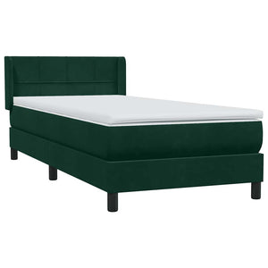 Box Spring κρεβάτι με στρώμα σκούρο πράσινο 100x220cm Βελούδινο - Pakobazaar