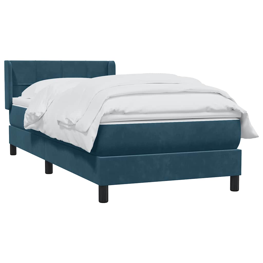 Box Spring κρεβάτι με στρώμα σκούρο μπλε 100x220 cm Βελούδινο - Pakobazaar